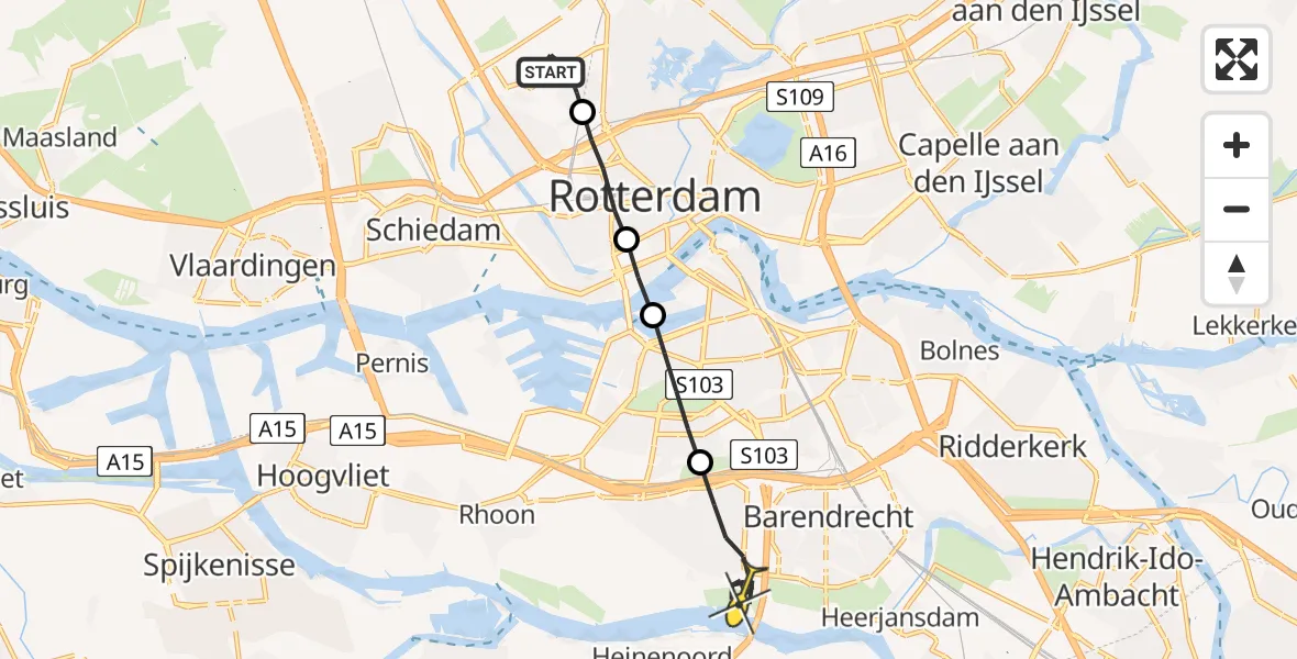 Routekaart van de vlucht: Lifeliner 2 naar Barendrecht