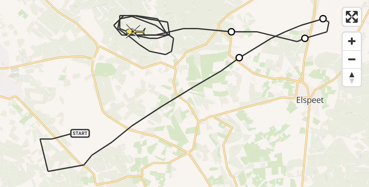 Routekaart van de vlucht: Politieheli naar Ermelo