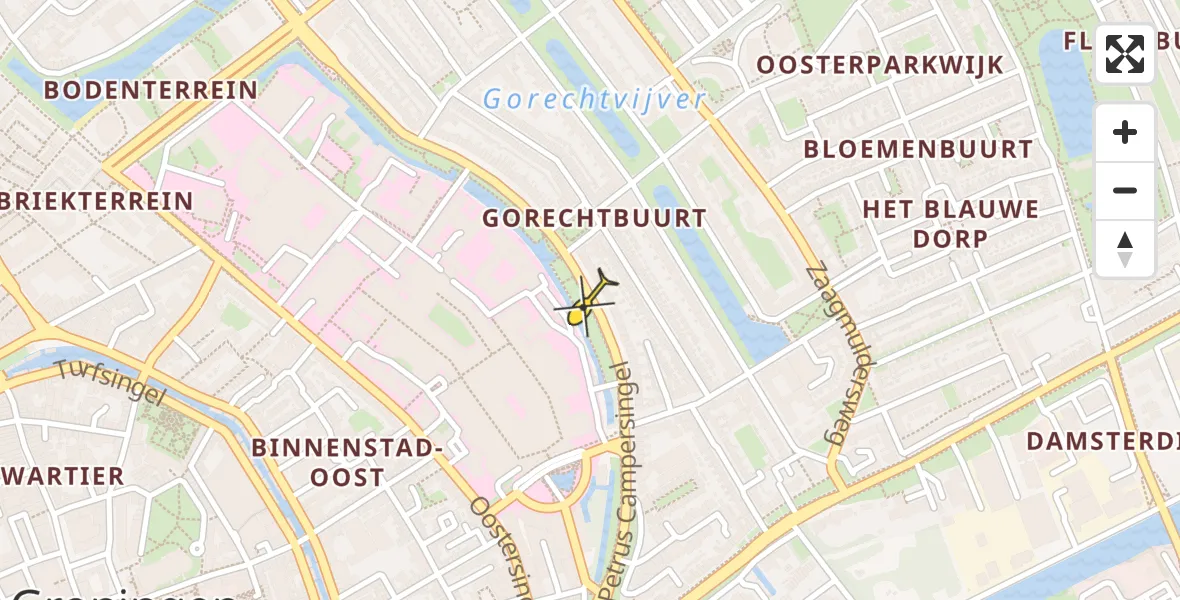 Vluchtroute Politiehelikopter van Universitair Medisch Centrum Groningen naar Universitair Medisch Centrum Groningen