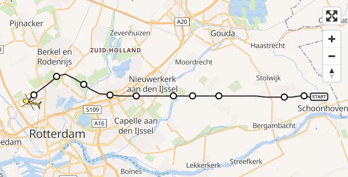 Routekaart van de vlucht: Lifeliner 2 naar Rotterdam The Hague Airport