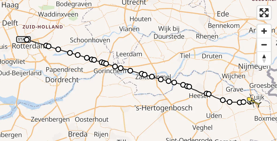 Routekaart van de vlucht: Lifeliner 2 naar Vianen NB