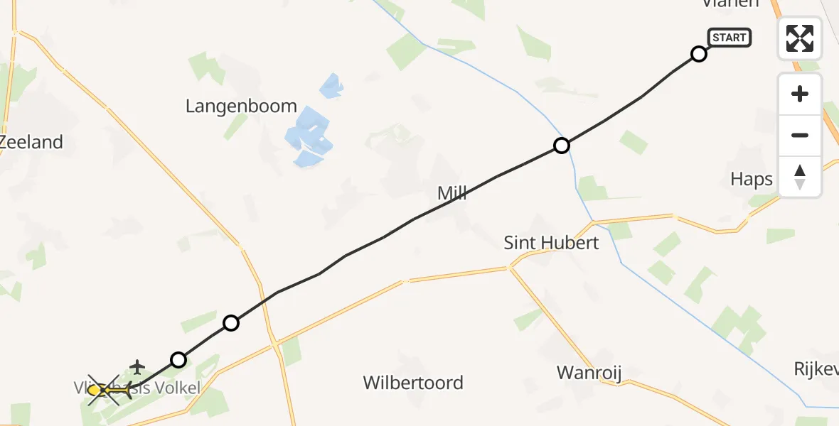 Routekaart van de vlucht: Lifeliner 2 naar Vliegbasis Volkel