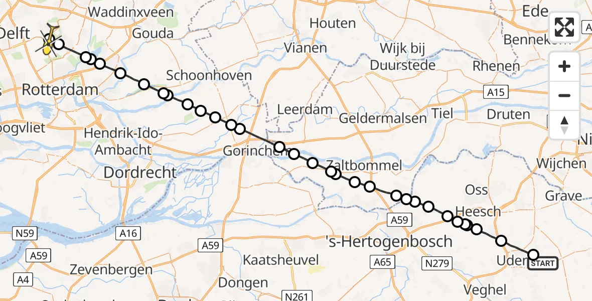 Routekaart van de vlucht: Lifeliner 2 naar Pijnacker