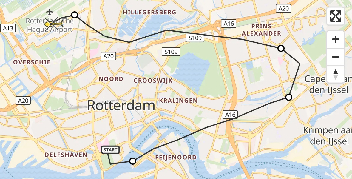 Routekaart van de vlucht: Lifeliner 2 naar Rotterdam The Hague Airport