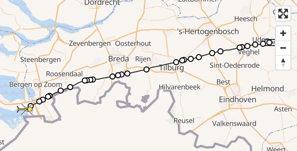 Routekaart van de vlucht: Lifeliner 3 naar Rilland