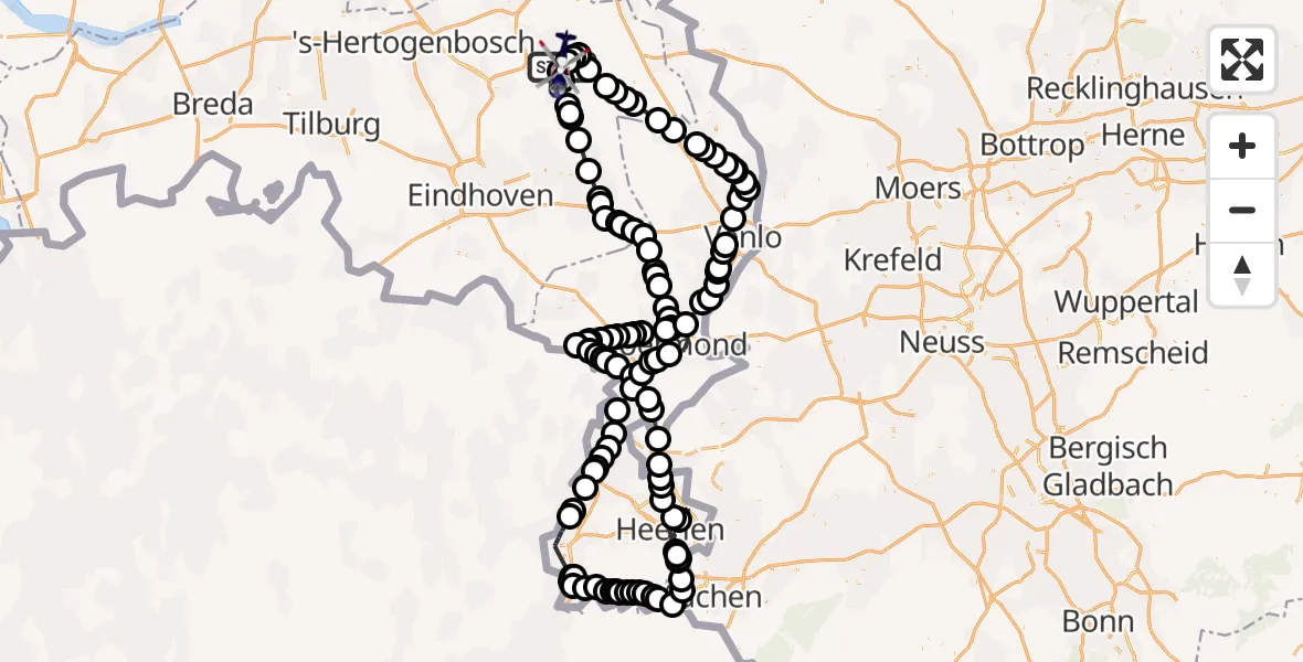 Vluchtroute Politiehelikopter Vliegbasis Volkel - Vliegbasis Volkel, 12 maart 2023, 14:24