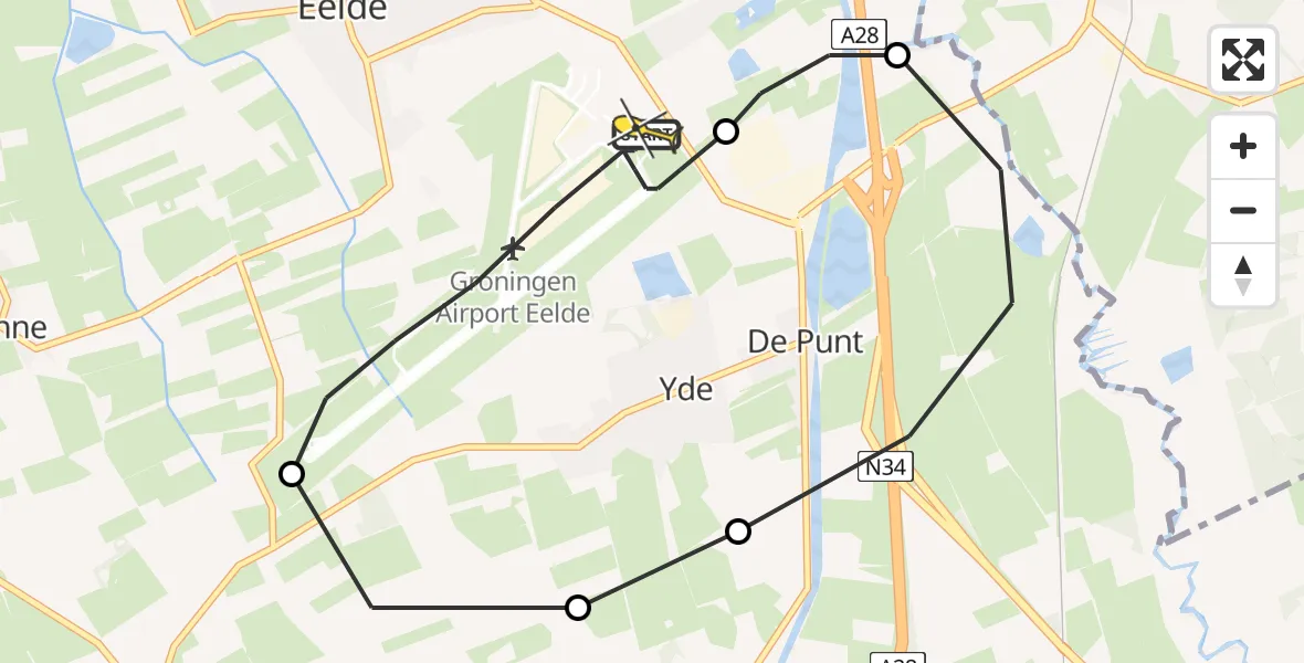 Routekaart van de vlucht: Lifeliner 4 naar Groningen Airport Eelde