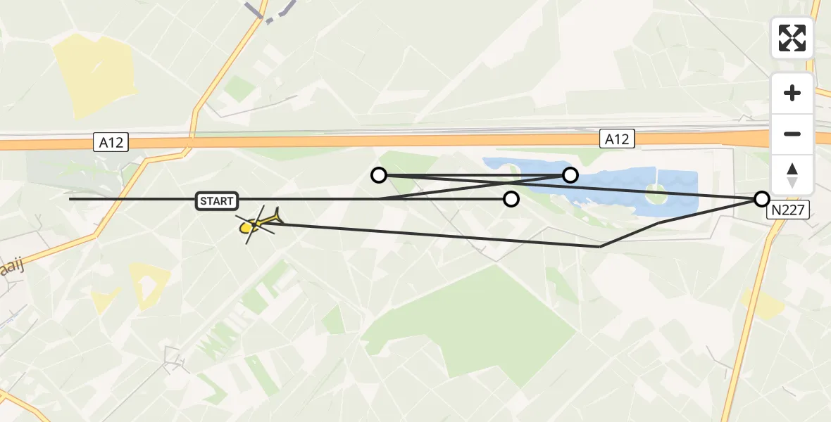 Routekaart van de vlucht: Politieheli naar Driebergen-Rijsenburg