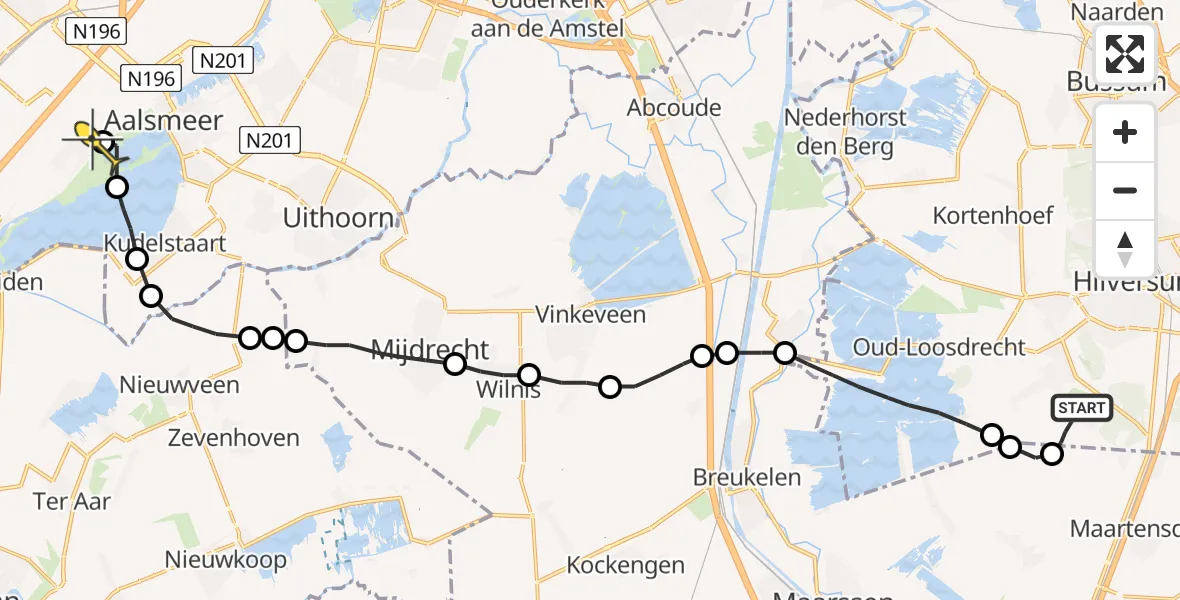 Routekaart van de vlucht: Lifeliner 1 naar Rijsenhout