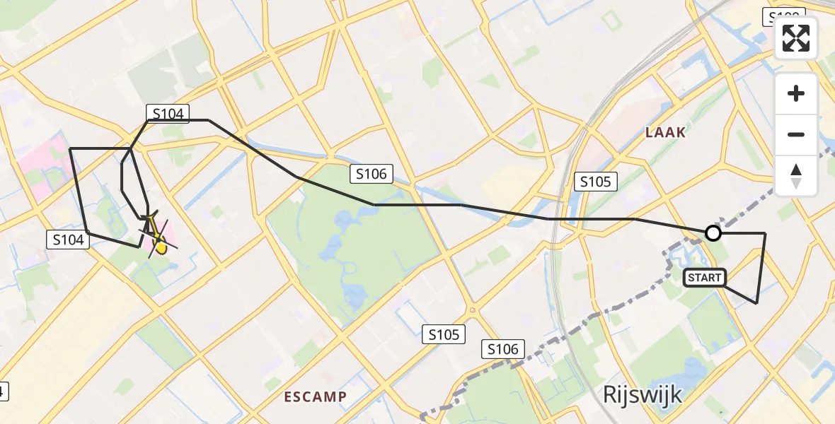 Routekaart van de vlucht: Lifeliner 2 naar Den Haag