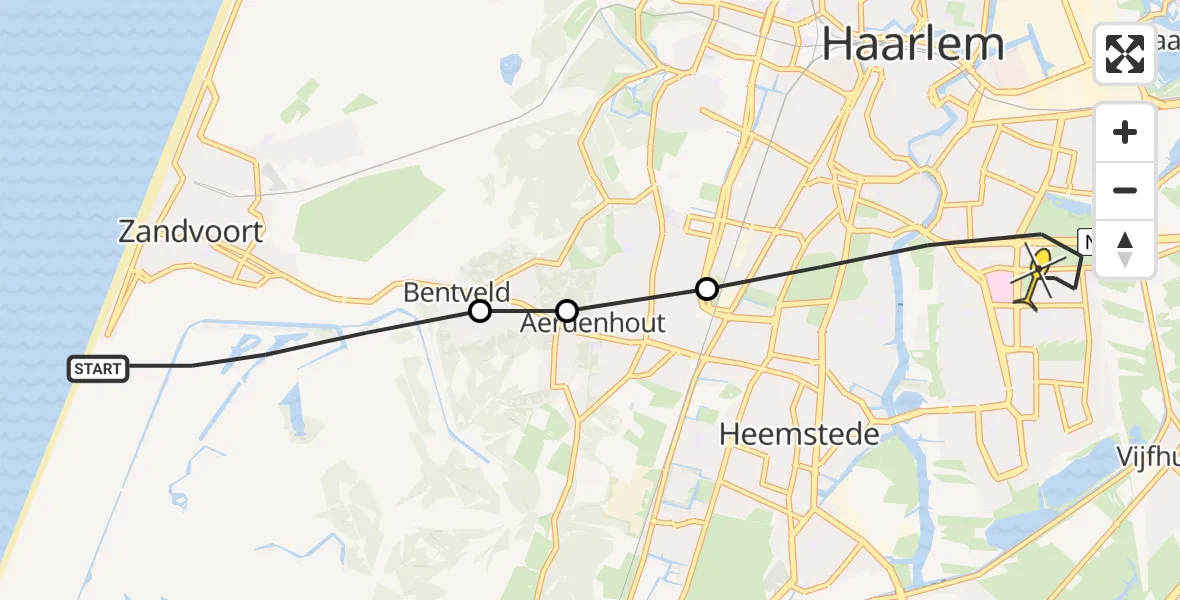 Routekaart van de vlucht: Lifeliner 1 naar Haarlem