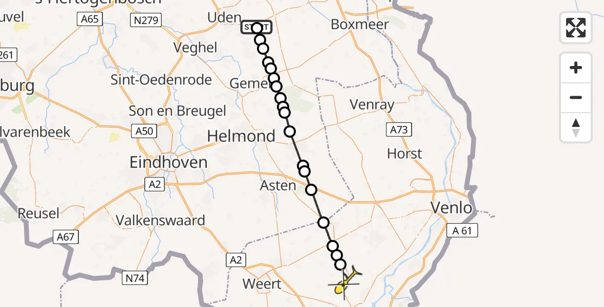 Routekaart van de vlucht: Lifeliner 3 naar Roggel