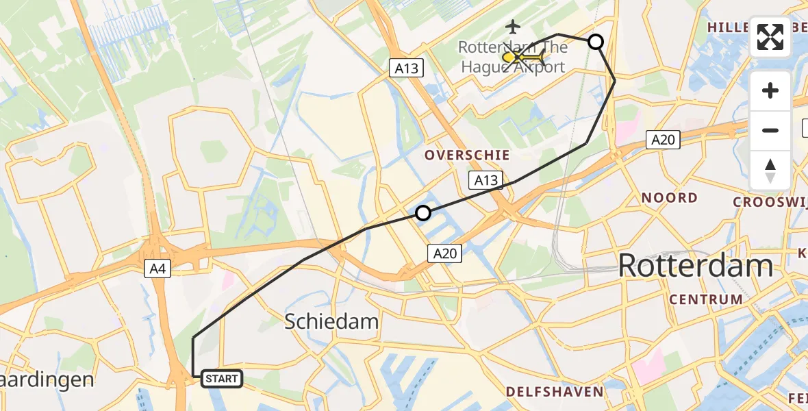 Routekaart van de vlucht: Lifeliner 2 naar Rotterdam The Hague Airport