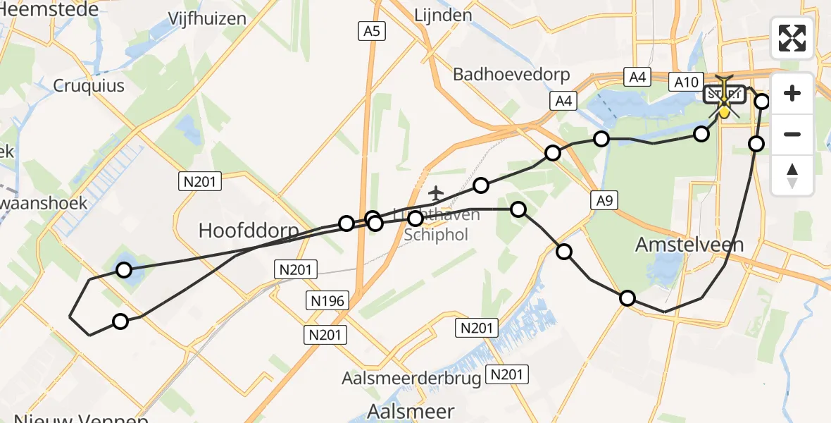 Routekaart van de vlucht: Lifeliner 1 naar VU Medisch Centrum Amsterdam