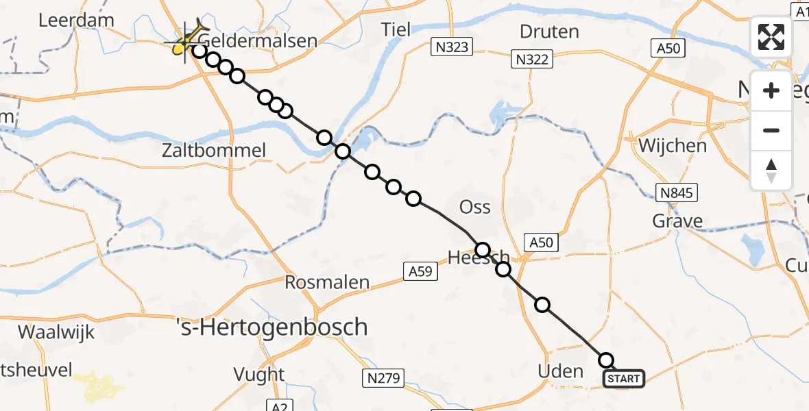 Routekaart van de vlucht: Lifeliner 3 naar Enspijk