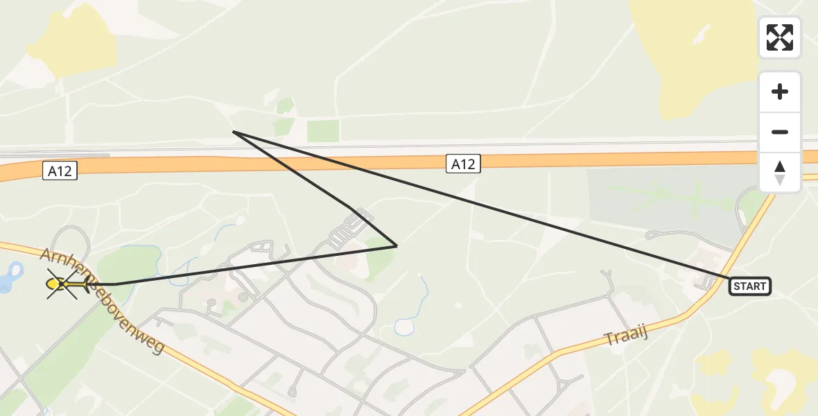 Routekaart van de vlucht: Politieheli naar Driebergen-Rijsenburg