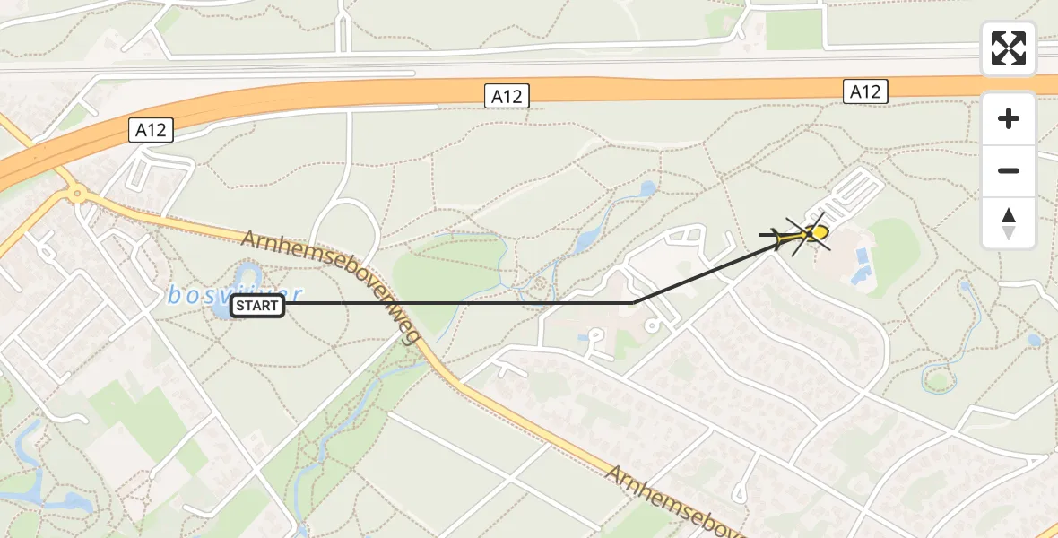 Routekaart van de vlucht: Politiehelikopter naar Driebergen-Rijsenburg