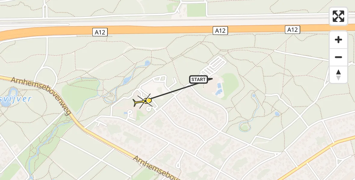 Routekaart van de vlucht: Politiehelikopter naar Driebergen-Rijsenburg