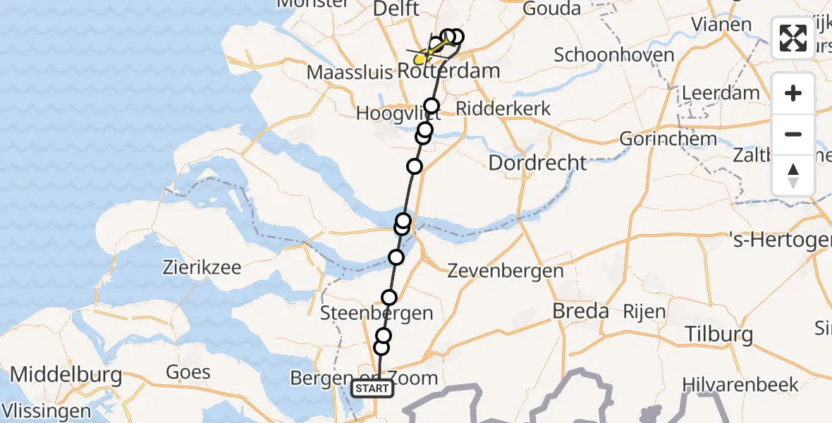 Routekaart van de vlucht: Lifeliner 2 naar Rotterdam The Hague Airport