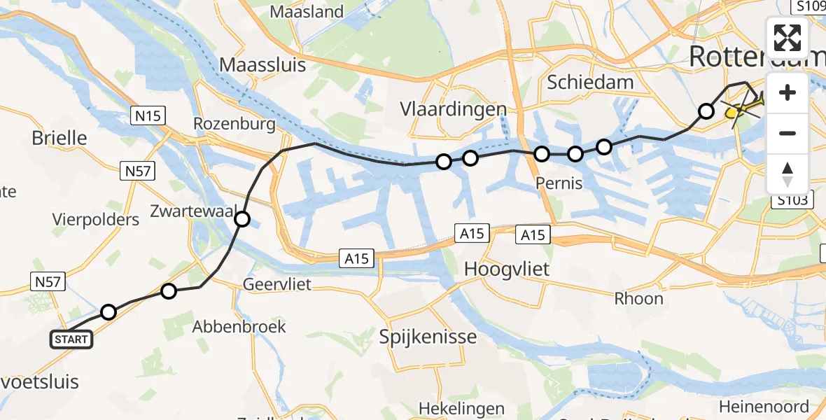 Routekaart van de vlucht: Lifeliner 2 naar Erasmus MC