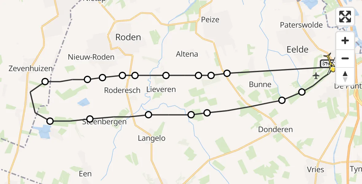 Routekaart van de vlucht: Lifeliner 4 naar Groningen Airport Eelde