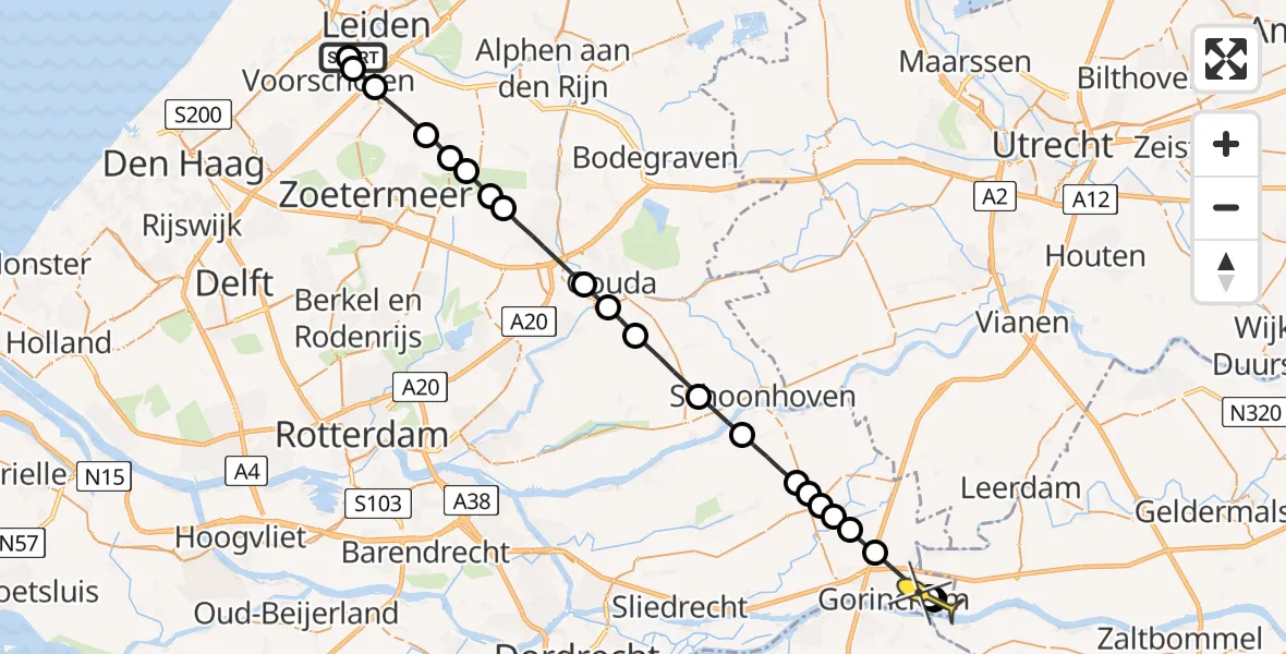 Routekaart van de vlucht: Lifeliner 2 naar Gorinchem