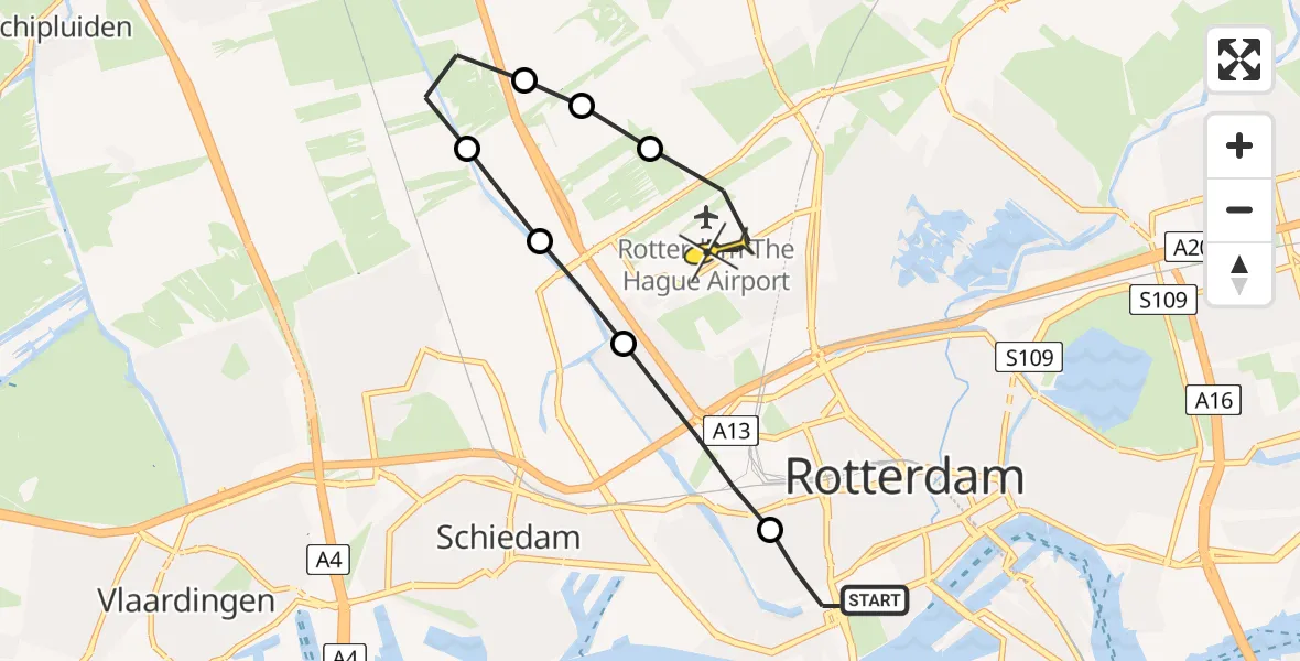 Routekaart van de vlucht: Lifeliner 2 naar Rotterdam The Hague Airport