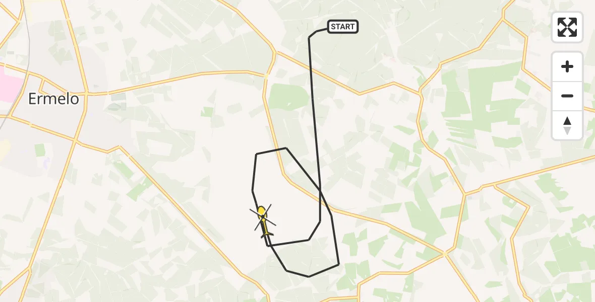 Routekaart van de vlucht: Politiehelikopter naar Ermelo