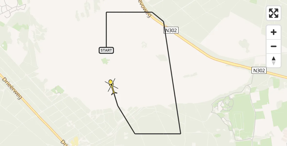 Routekaart van de vlucht: Politiehelikopter naar Ermelo