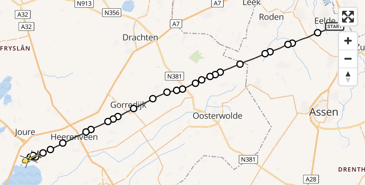 Routekaart van de vlucht: Lifeliner 4 naar Rohel