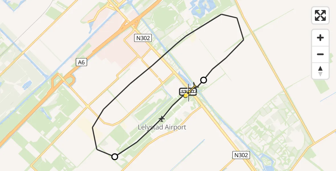 Routekaart van de vlucht: Politiehelikopter naar Lelystad Airport
