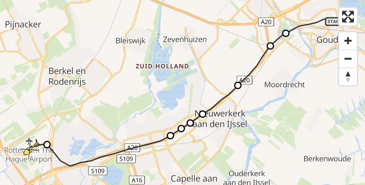 Routekaart van de vlucht: Lifeliner 2 naar Rotterdam The Hague Airport