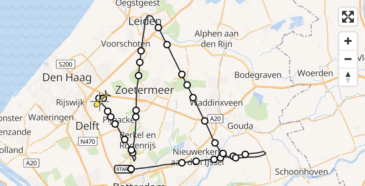 Routekaart van de vlucht: Lifeliner 2 naar Nootdorp