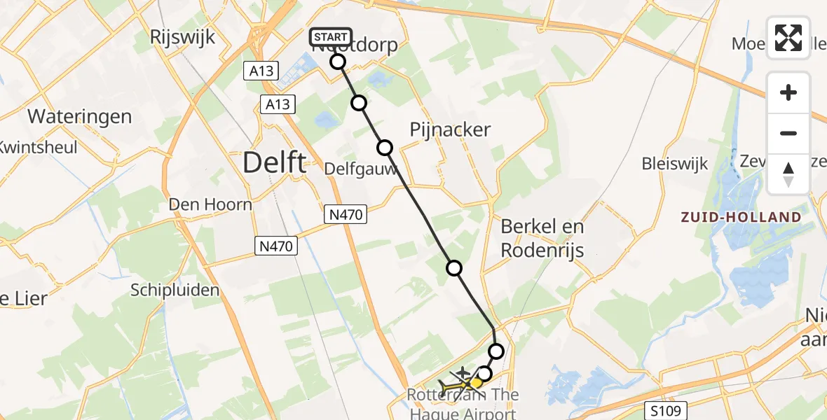 Routekaart van de vlucht: Lifeliner 2 naar Rotterdam The Hague Airport