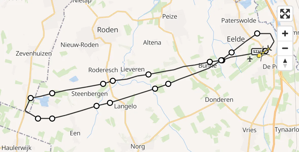 Routekaart van de vlucht: Lifeliner 4 naar Groningen Airport Eelde