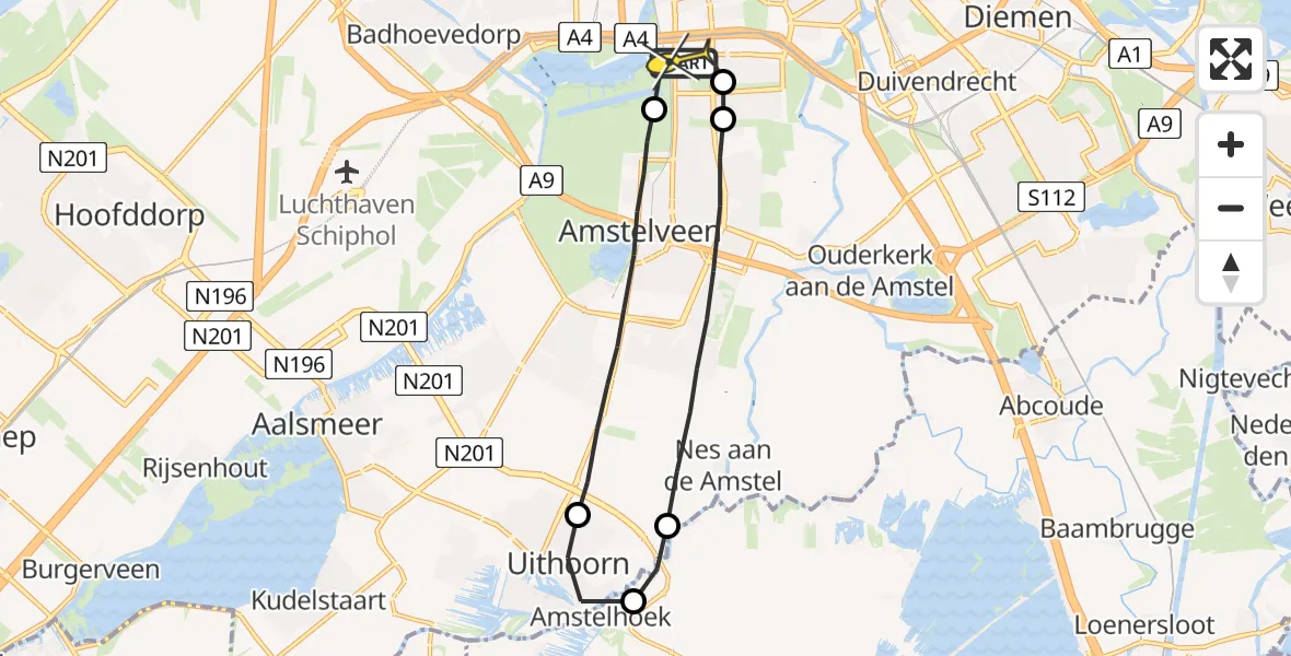 Routekaart van de vlucht: Lifeliner 1 naar VU Medisch Centrum Amsterdam