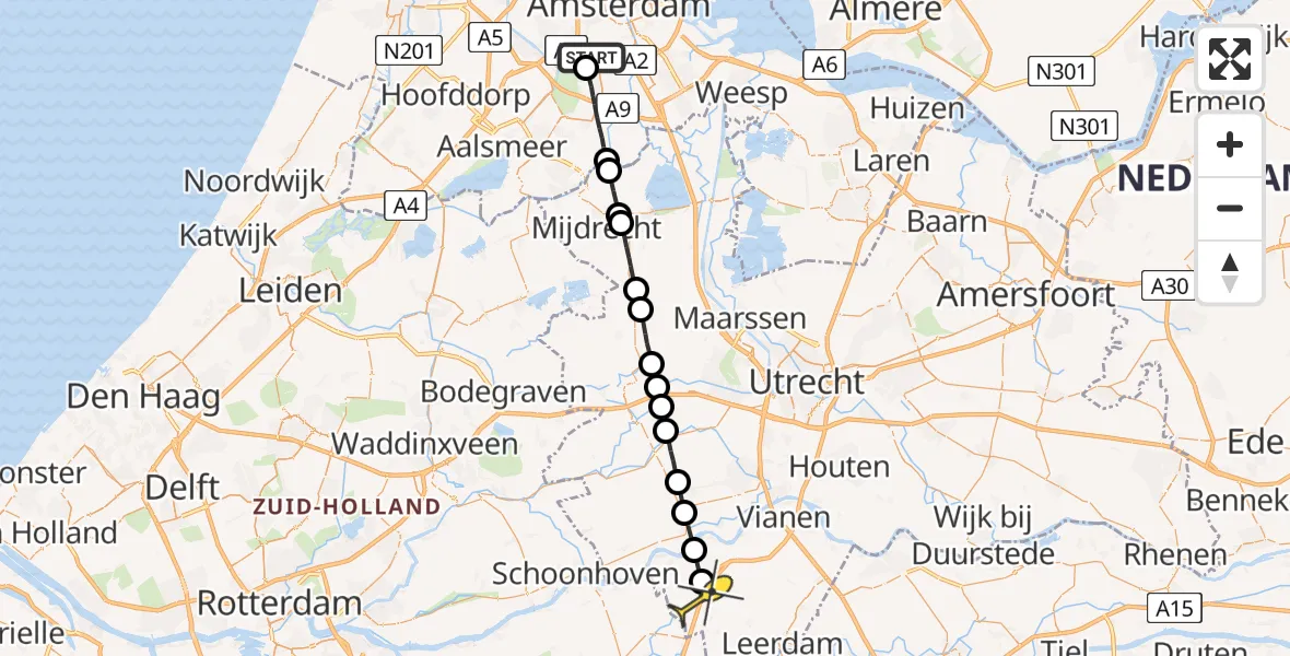 Routekaart van de vlucht: Lifeliner 1 naar Meerkerk