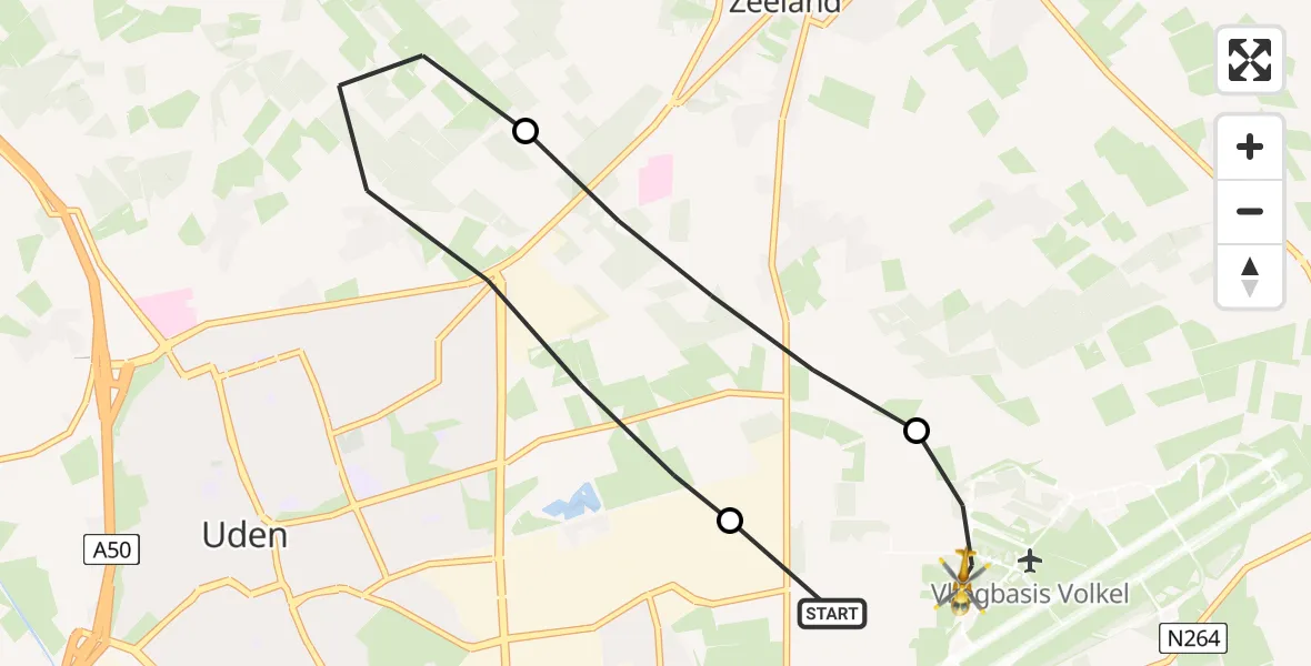 Vluchtroute Traumahelikopter Vliegbasis Volkel - Vliegbasis Volkel, 15 maart 2023, 16:18