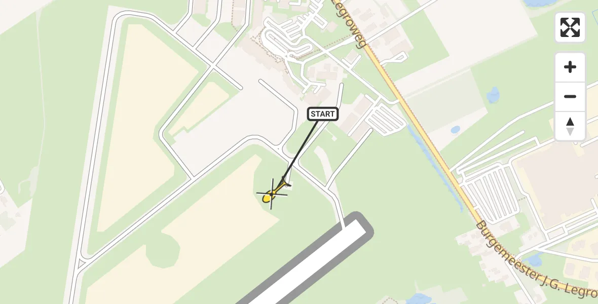 Routekaart van de vlucht: Traumahelikopter naar Groningen Airport Eelde