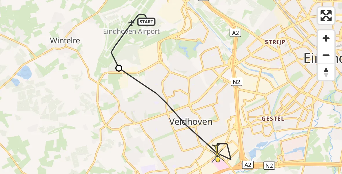 Routekaart van de vlucht: Lifeliner 3 naar Veldhoven