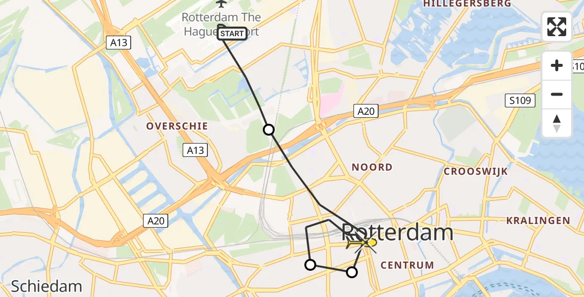 Routekaart van de vlucht: Lifeliner 2 naar Rotterdam