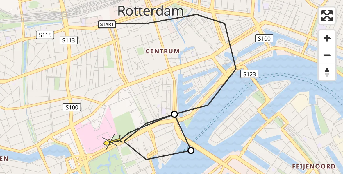 Routekaart van de vlucht: Lifeliner 2 naar Erasmus MC