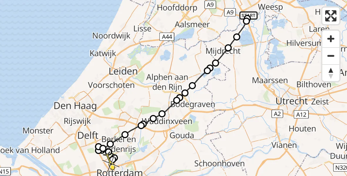 Routekaart van de vlucht: Lifeliner 2 naar Rotterdam The Hague Airport