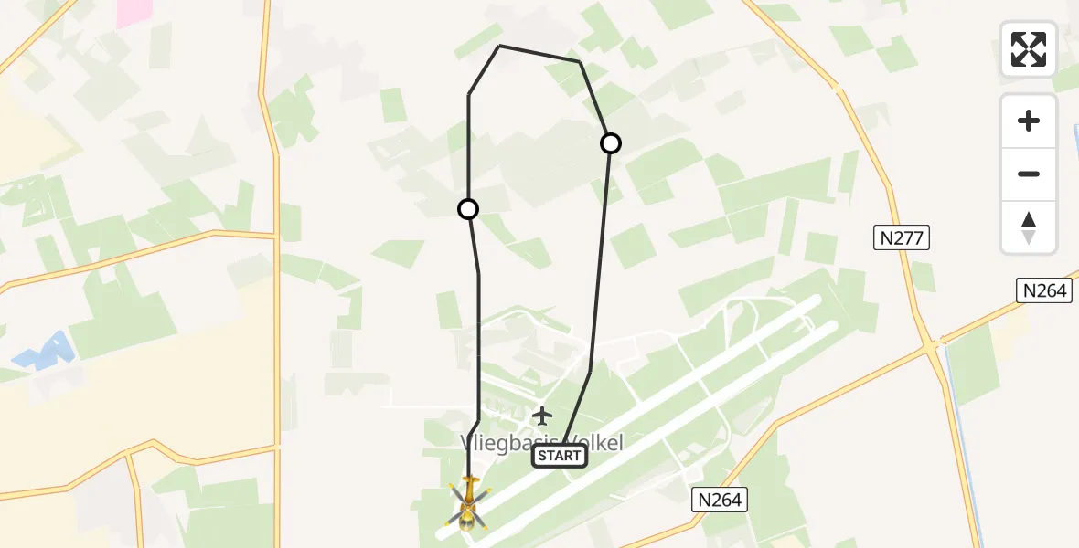 Vluchtroute Traumahelikopter Vliegbasis Volkel - Vliegbasis Volkel, 16 maart 2023, 21:47