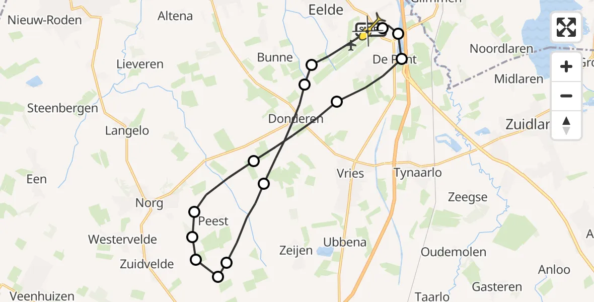 Routekaart van de vlucht: Lifeliner 4 naar Groningen Airport Eelde
