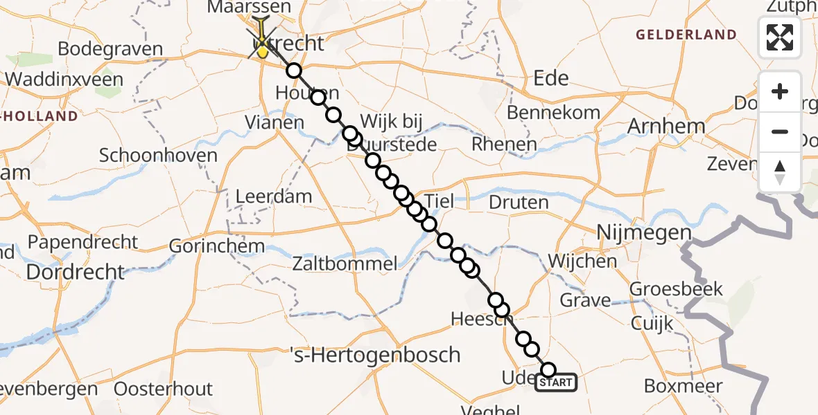 Routekaart van de vlucht: Lifeliner 3 naar Utrecht