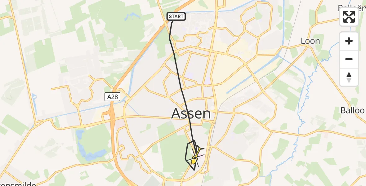 Routekaart van de vlucht: Lifeliner 4 naar Assen