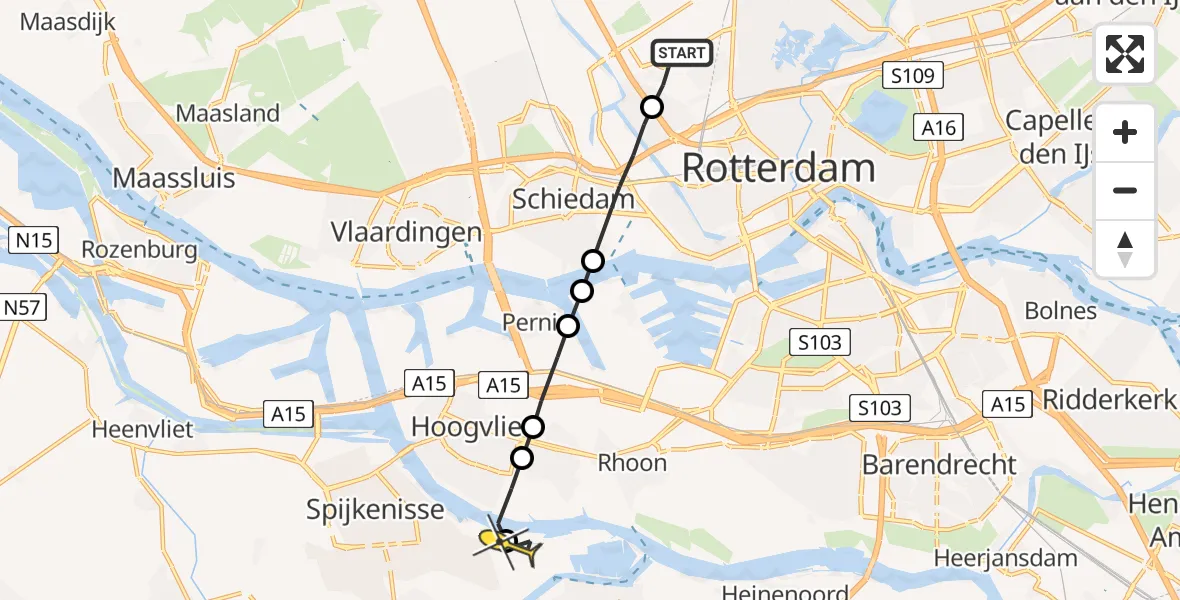 Routekaart van de vlucht: Lifeliner 2 naar Spijkenisse