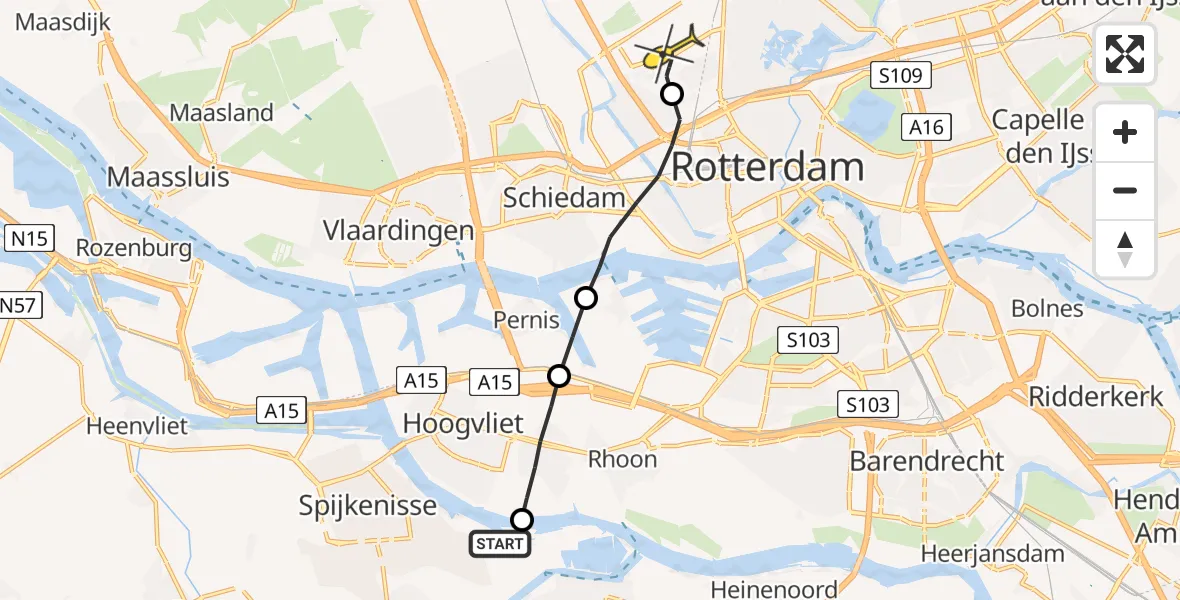 Routekaart van de vlucht: Lifeliner 2 naar Rotterdam The Hague Airport