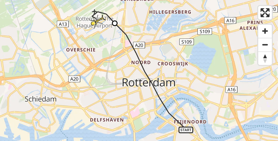 Routekaart van de vlucht: Lifeliner 2 naar Rotterdam The Hague Airport